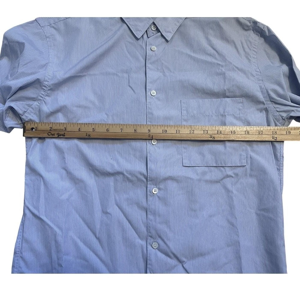 Jil Sander +J Supima Cotton Button Up Long-Sleeve Shirt Men XS Microstripe Blue - Picture 14 of 15